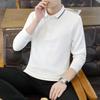 Middle-aged and Young Solid Color Top for Men's Long-sleeved T-shirt Business Lapel Polo Shirt