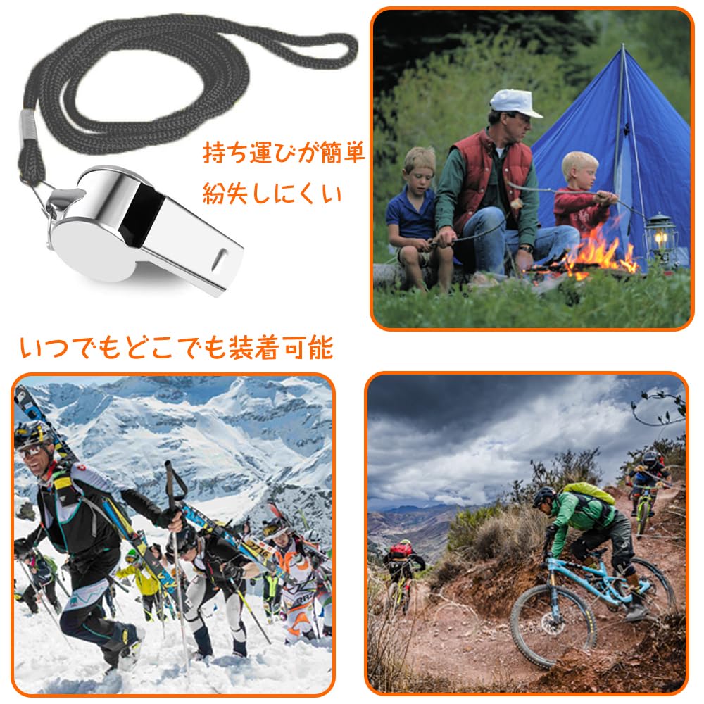 Whistle Stainless Steel Whistle Silver Whistle with Neck Strap Emergency Whistle Stainless Steel Metal Whistle Set of 3 Competition Supplies Rescue