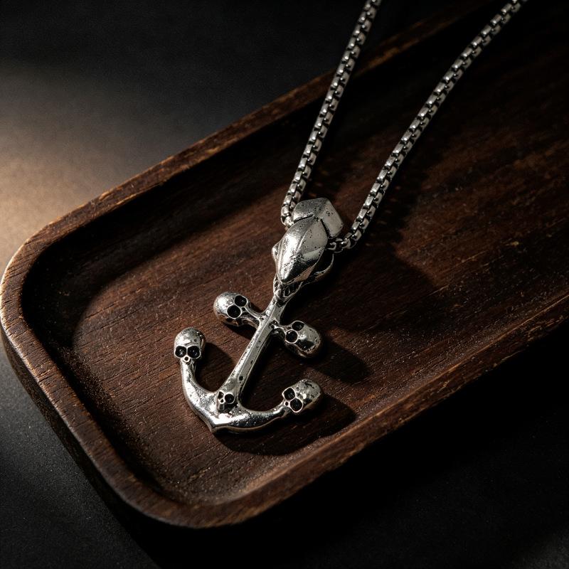 Trendy Fishbone Pendant Necklace: European & American Hip Hop Style for Men