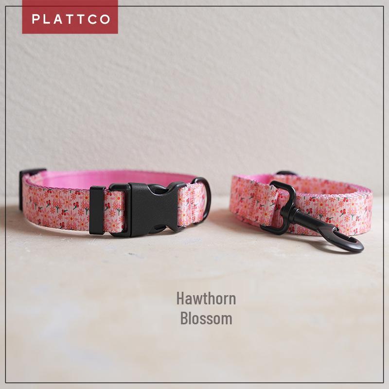 Plattco Soft & Comfortable Pet Collar and Leash Set - Hawthorn Flower Design (PDC301) XL