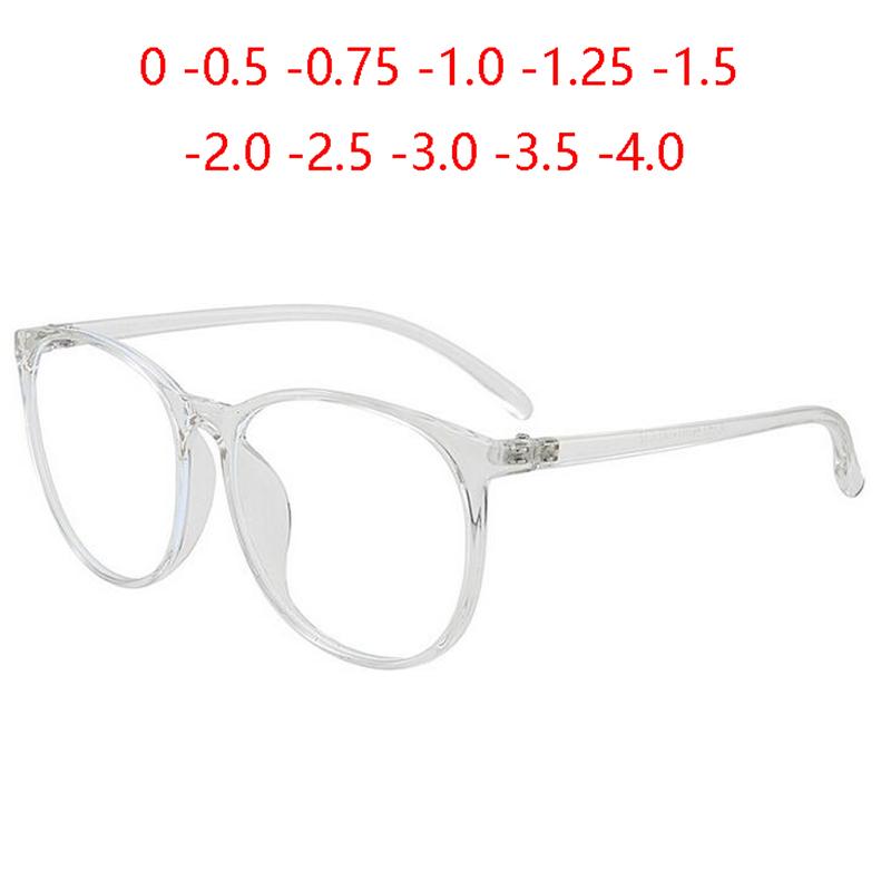 Transparent Round Prescription Spectacle Women Men Oversized Myopia Lens Optical Eyewear Power 0 -0.5 -0.75 To -6.0