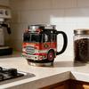 Fire Rescue 3D Fire Truck Mug Double Wall Stainless Steel Insulated Tumbler Vacuum Flask For Firefighters Station Work Gifts