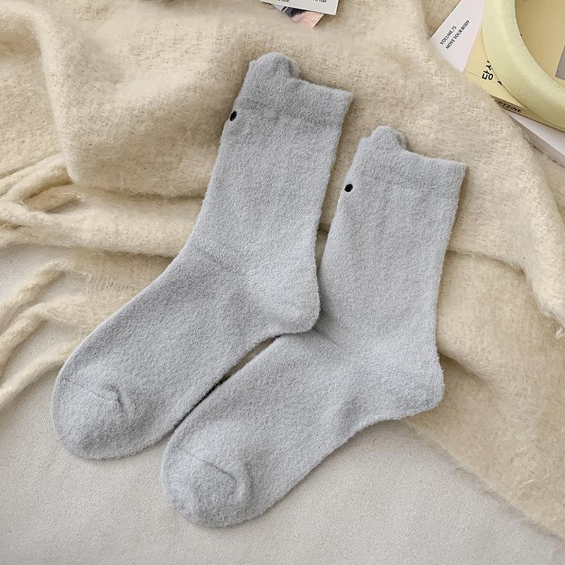Cute Three-Dimensional Ears Season Australian Velvet Warm Mid-Leg Socks Winter Style Fleece Snow Stockings