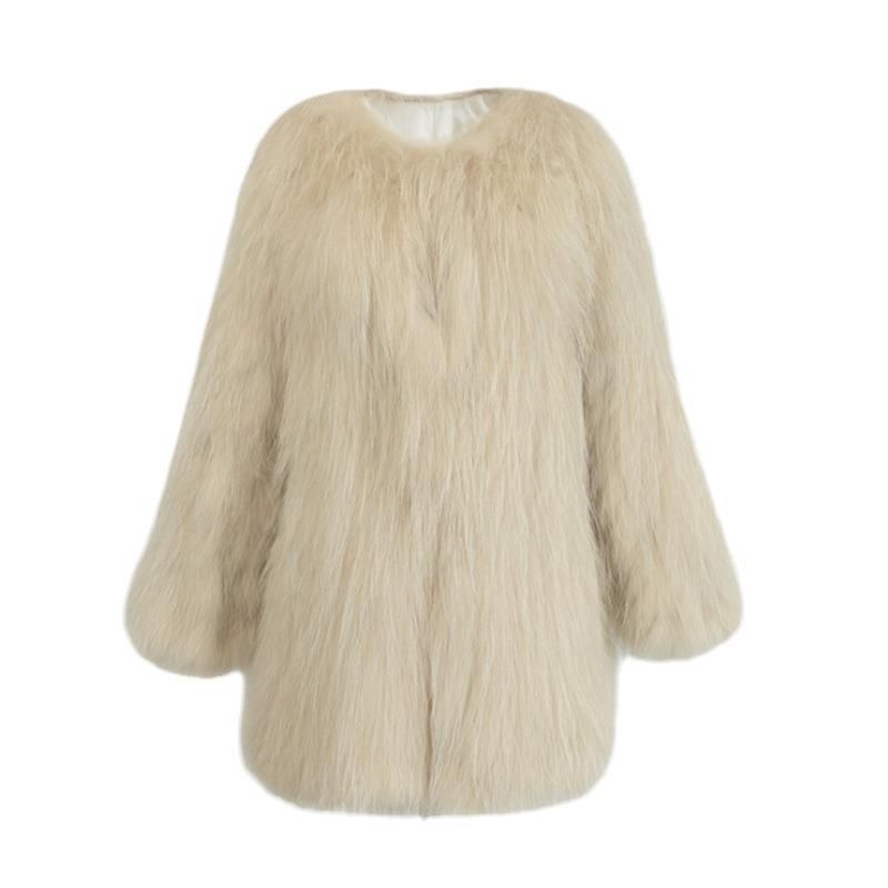 Autumn and winter new imitation raccoon fur fox fur coat women's medium and long Haining wool coat fashionable young