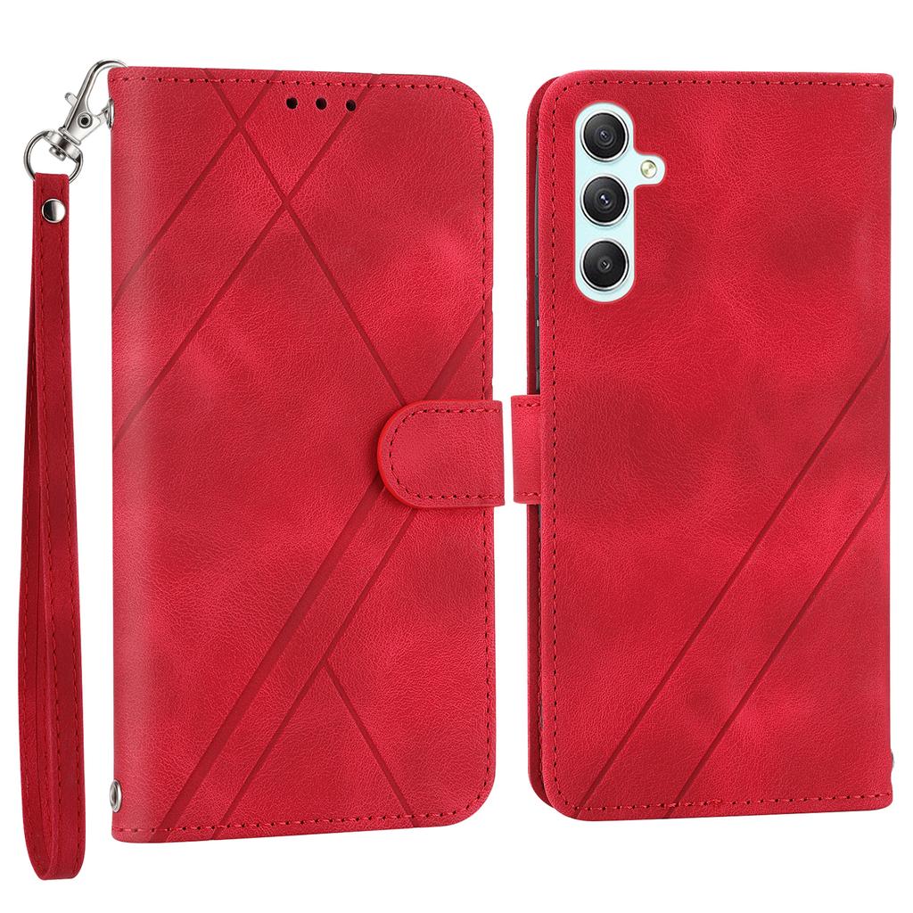 For Samsung Galaxy A17 5G/A26 5G Case Imprinted Line Leather Phone Cover with Handy Strap