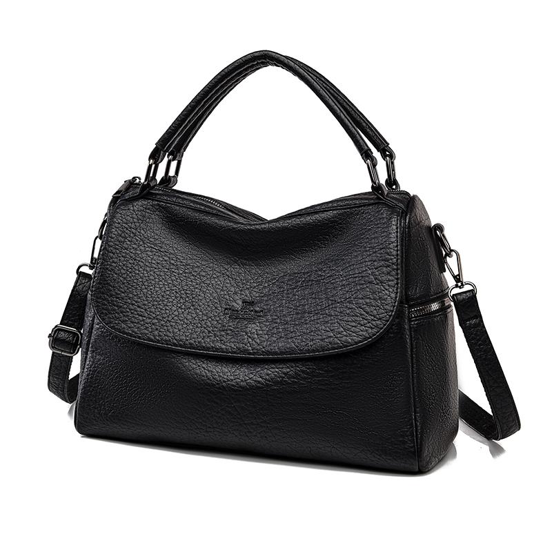 Vintage Soft Leather Handbag For Women Small Capacity Multi-Pocket Tote Bag 3-Way Convertible Shoulder Crossbody Bag, Casual Daily Commuter Hobo Bag