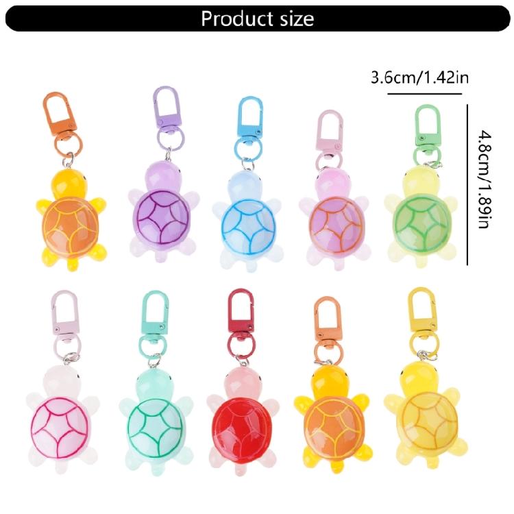 10 Pack Assorted Glowing Turtles Keychains Vibranting Color Easy to Use and Sturdy Materials for All Ages Daily Use