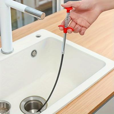 1 pezzo Strumento Rimuovi Intasamenti Scarico - 56,5 cm Raccogli Capelli Pulitore Scarico Doccia, Serpente per Lavandino per Pulizia Cucina & Bagno Vasca - Metallo Flessibile & Plastica