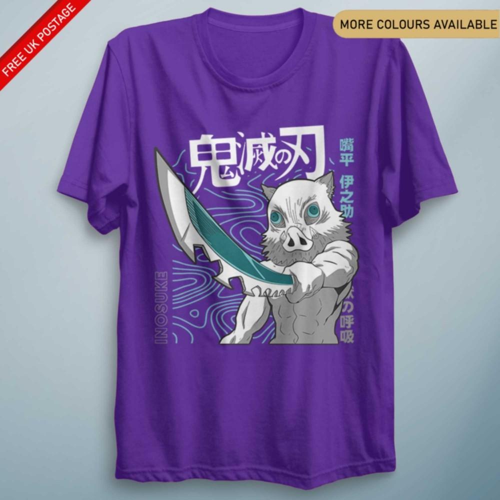 Demon Shirt Anime Inosuke Sword Anime Gift Boar Head T Shirt Funny Merch Tee