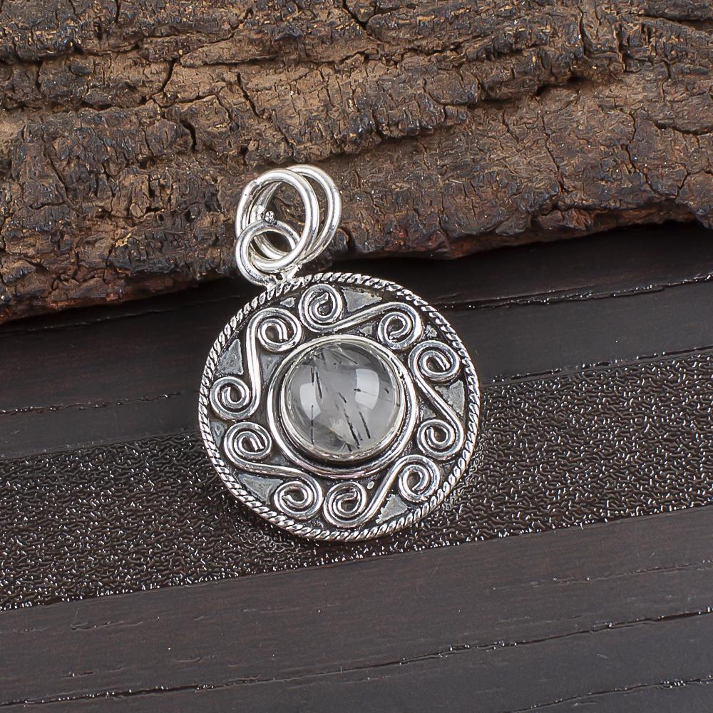 

Украшения из драгоценных камней Черного Рутила, Подвеска из стерлингового серебра 925 пробы, Красивая серебряная подвеска, Богемные украшения ручной работы для свадебного подарка 1.2 Inches чёрный