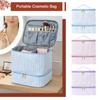 Double Layer Pu Leather Nail Polish Storage Organizer with Handles Gel Nail Polish Bag for Women Manicure Supplies