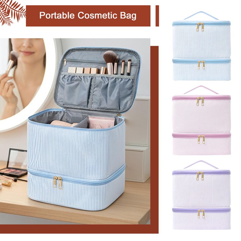 Double Layer Pu Leather Nail Polish Storage Organizer with Handles Gel Nail Polish Bag for Women Manicure Supplies