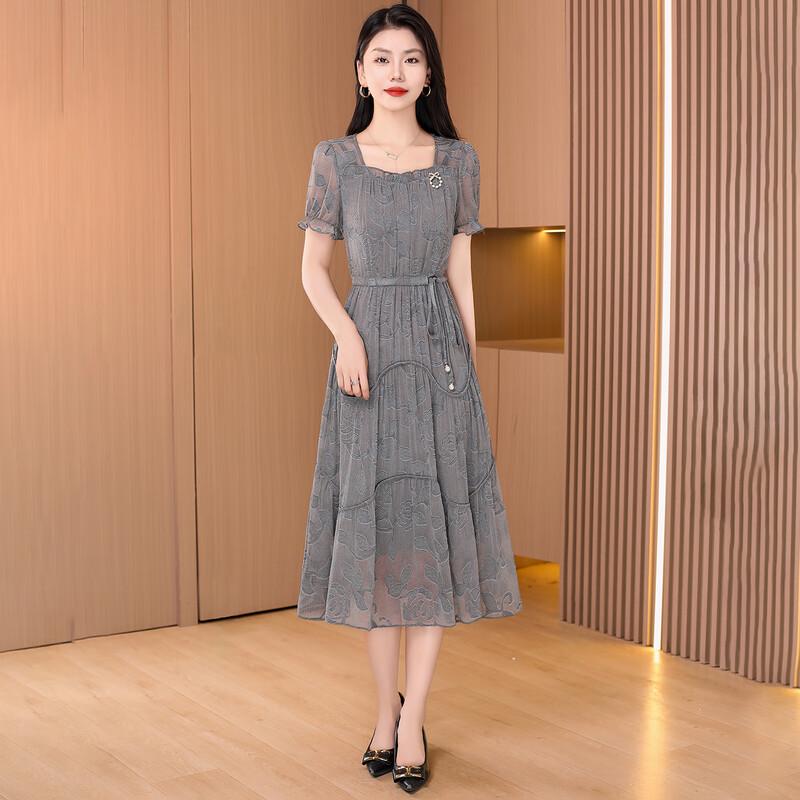 Kebeier Elegant Embroidered Gauze A-Line Dress 3XL