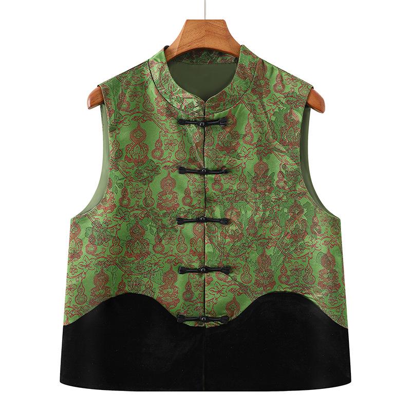 

Chinese Embroidery Vest for Middle-Aged Women - Loose-Fit National Style Top 3XL зелёный