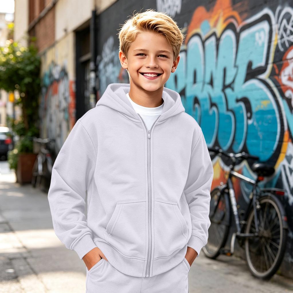 Kinder Kapuzenpullover mit Reißverschluss Sport-Sweatshirt Jacke für Jungen und Mädchen Freizeit Outdoor Kleidung