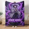 1pc Iguro Obanai Blanket with Custom Name, Gift, for Men and Women, Soft Blanket, Good for Sofa Bed Couch Travel, Lightweight Flannel Blanket