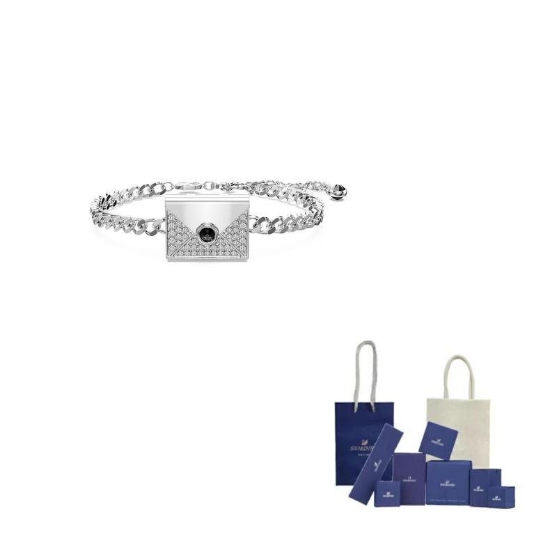 Swarovski Rhodium plated Bracelets Unisex Silver F-Original Brand Box And Bag