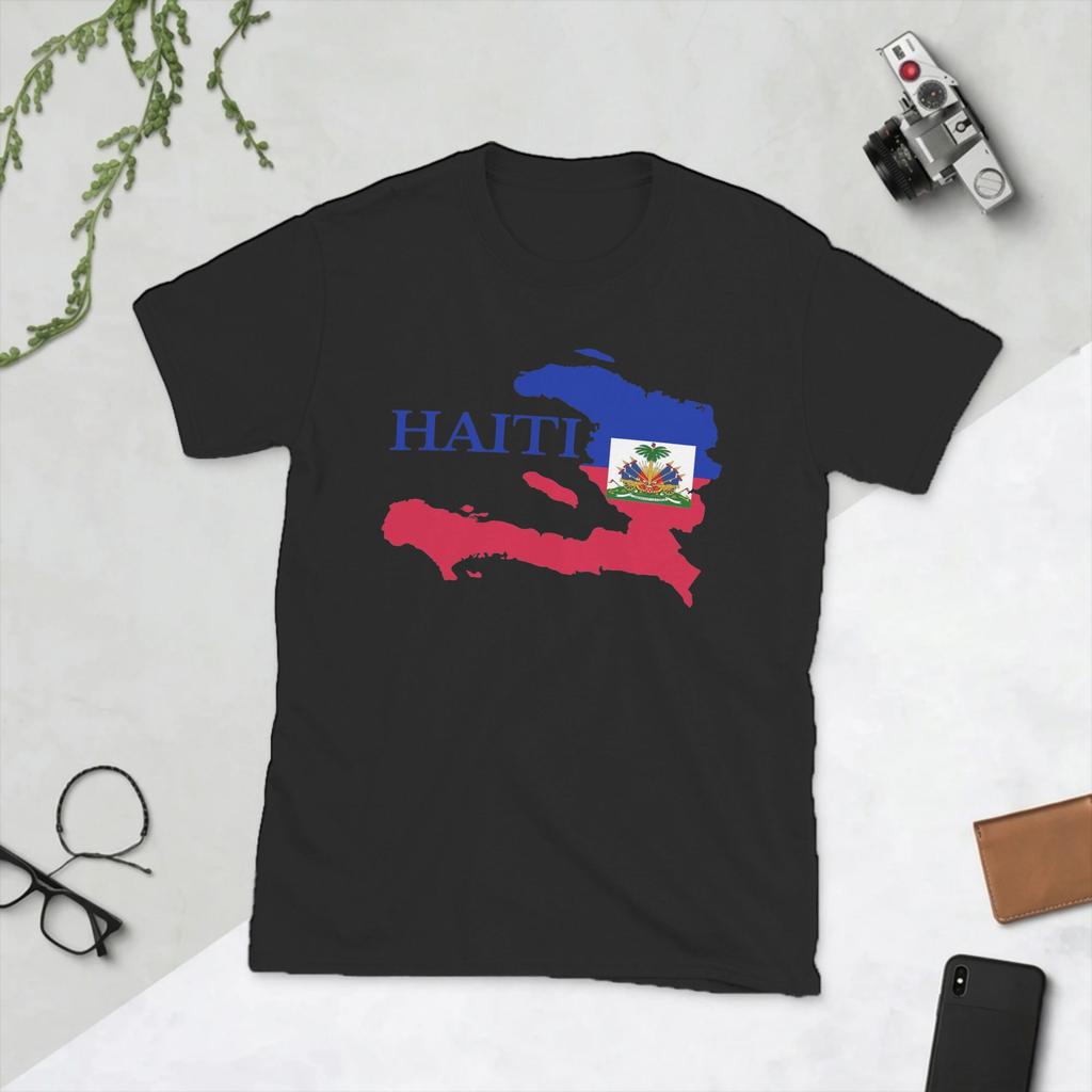 Unisexs Haiti Map Flag T Shirts Cotton Clothes Amazing Short Sleeve Round Neck Tees Plus Size TShirt