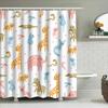 Animal Pattern Shower Curtain Set Bathroom Decor For Kids Room Multicolor Giraffe Elephant Print Waterproof Fabric Shower Curtai