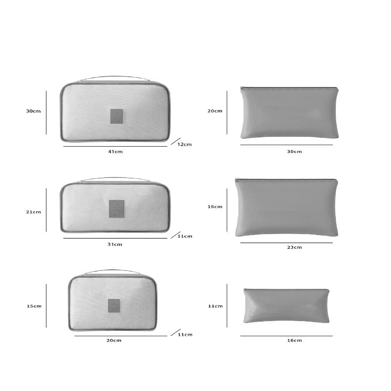 6-Piece Large Size Travel Organizer Portable Suitcase Organizer Clothes Shoes Makeup Bag Luggage Organizer Travel Storage Bag