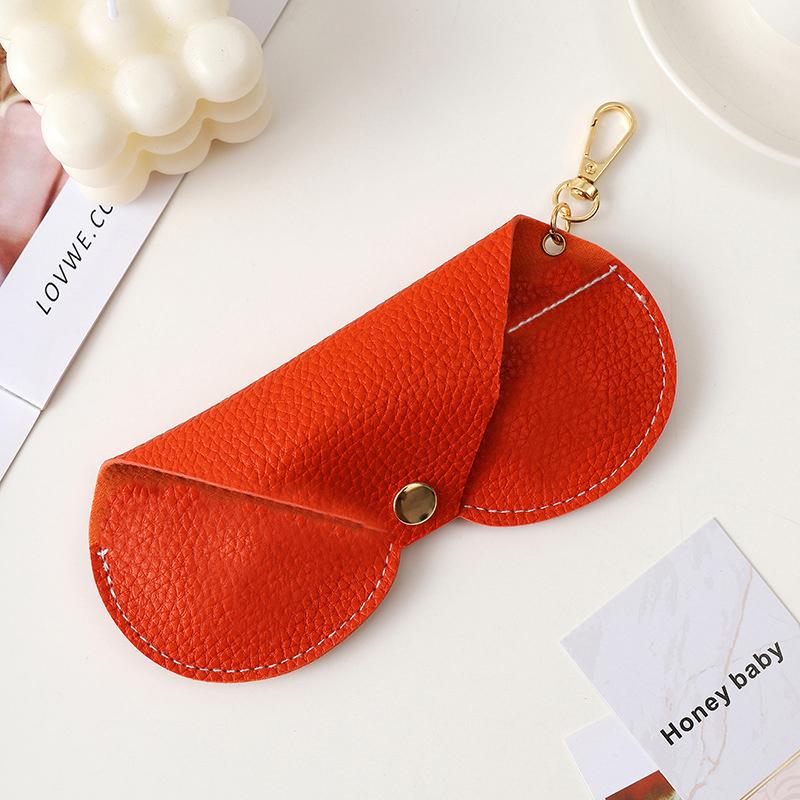 PU Glasses Storage Bag Soft Leather Sunglasses Pouch Portable Glasses Protective Cover Eyewear Holder Hanging Bag