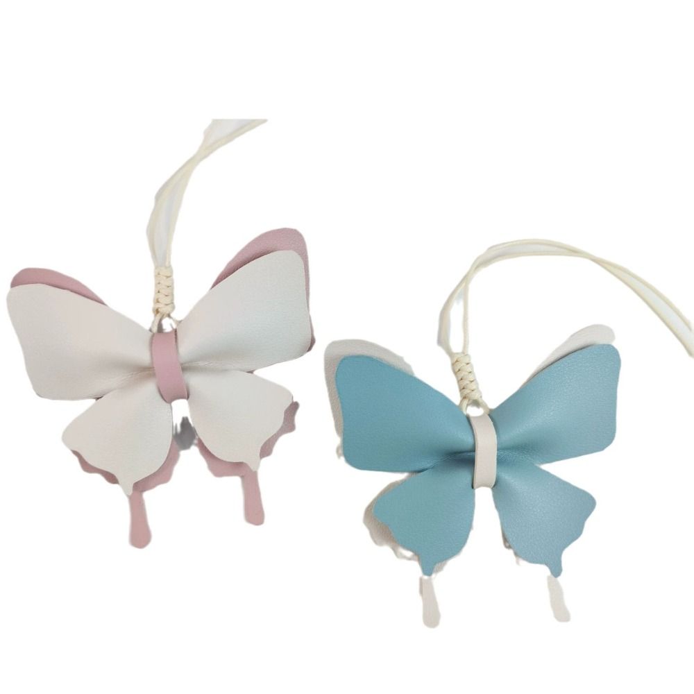 PU Leather Butterfly Bag Pendant Cute Car Key Chains Casual Fresh Backpack Decoration  Woman