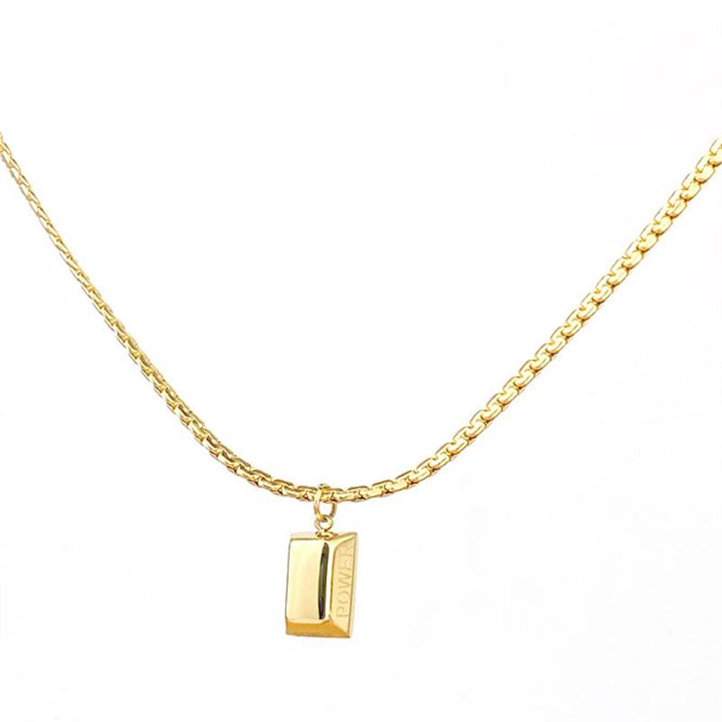 Europäische & Amerikanische Trendmarke: Kleine Goldbarren Partnerkette mit langer Unisex-Pulloverkette