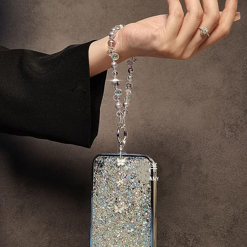 Pvc Butterfly Crystal Phone Chain With Tassels For Women And Men