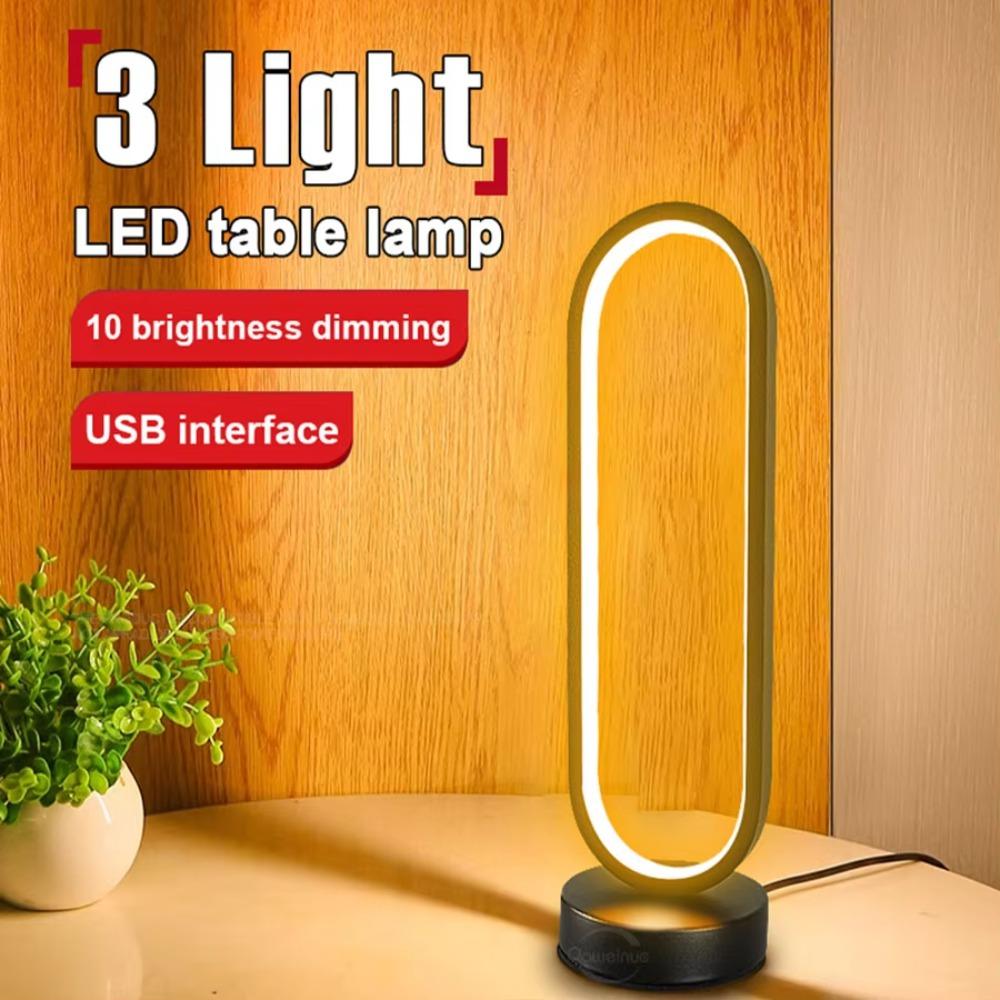 Bedside Table Lamp Nightstand Light 3 Colors Lighting Dimmable Night Light USB Charging Desk Lamp Built in Battery