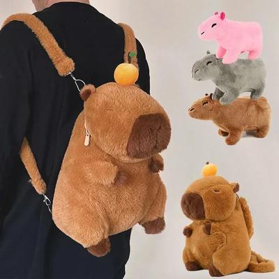 Mochila de Pelúcia Capivara Kawaii Moda Boneco de Pelúcia Bolsa de Pelo Bolsa Infantil Bolsa de Ombro Mini Mochila Bolsas Presentes para Namorada