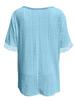 2025 European Women's V-Neck Lace Patchwork Knit T-Shirt