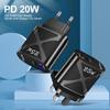 5V/9V/12V USB Travel Charger with US/EU/UK Specs, PD25W & QC3.0 Fast Charging