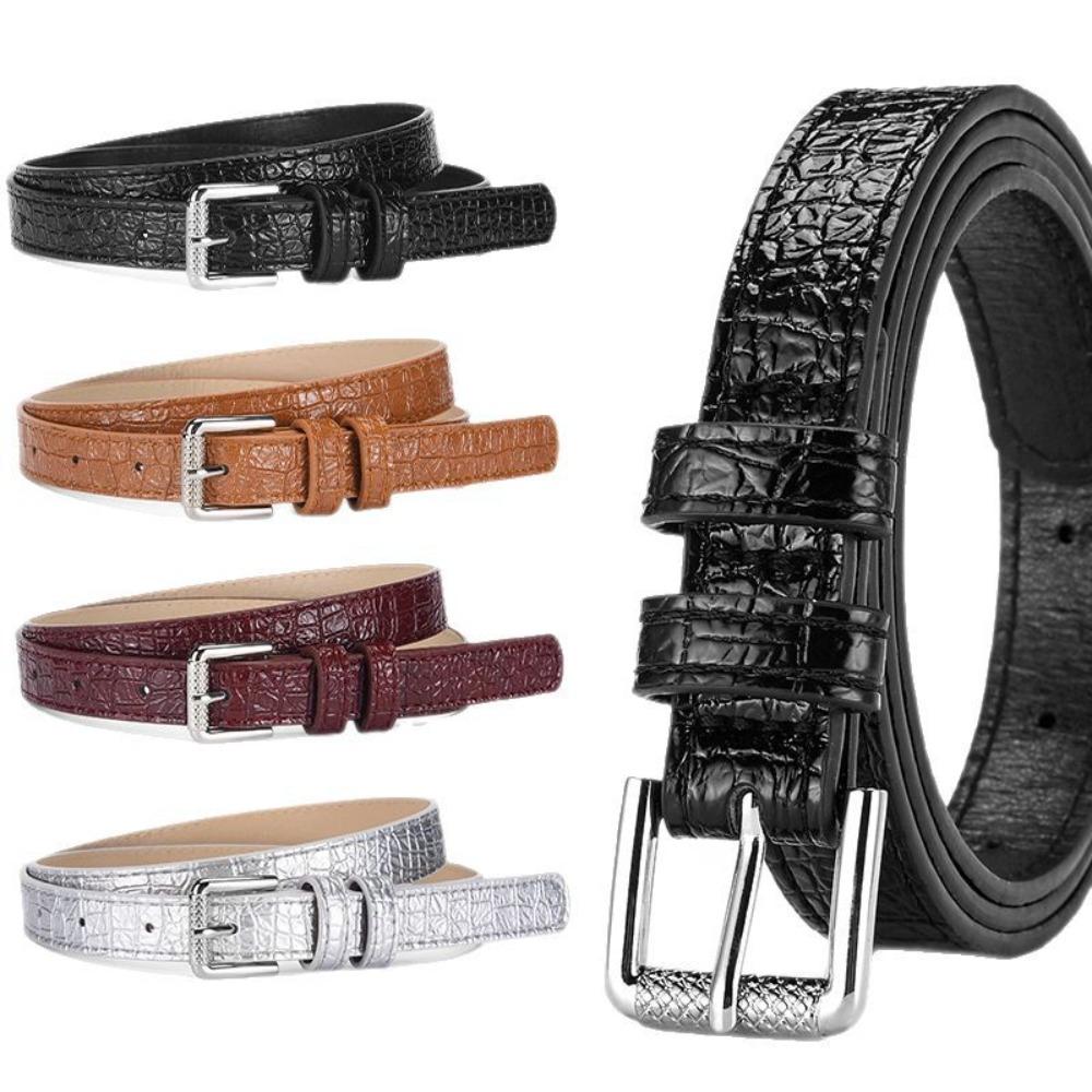 PU Leather Women's Belt Crocodile Pattern Leather Belt Vintage Waistband Belts  Jeans