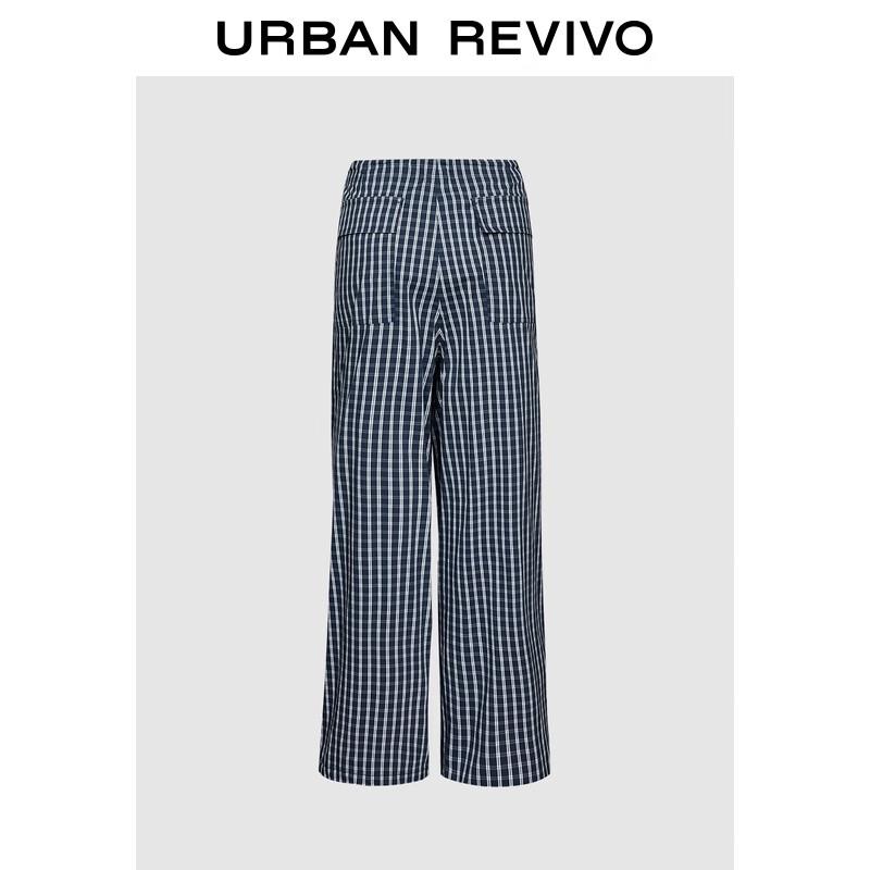 UR Women's Contrast Plaid Pleated Wide-Leg Pants