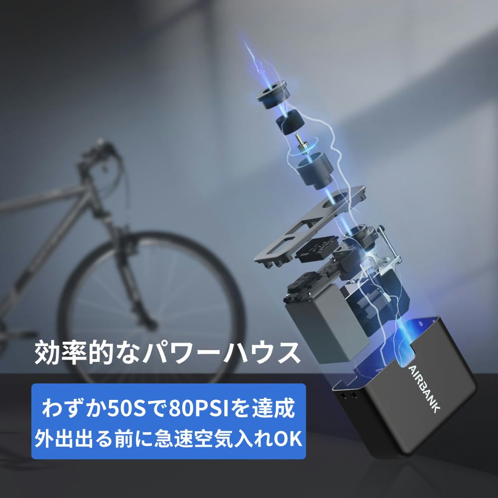 AIRBANK Pocket PRO 120PSI Bicycle with Lightweight Portable Mini Floor Pump for Road Cross and Compatible with Presta and Schrader Valves Pump, Type-C