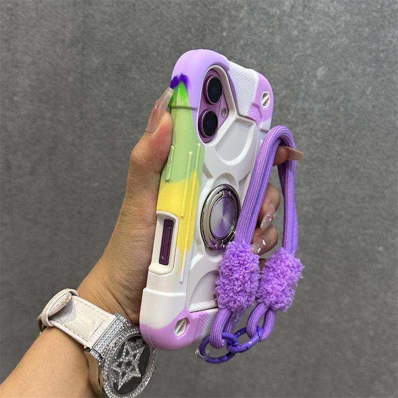 Luxury Heavy Duty Ring Holder Lanyard Case for iPhone 17 ProMax 16e PC TPU Armor Cover for iPhone 11 12 13 14 15 16 Pro Max Plus