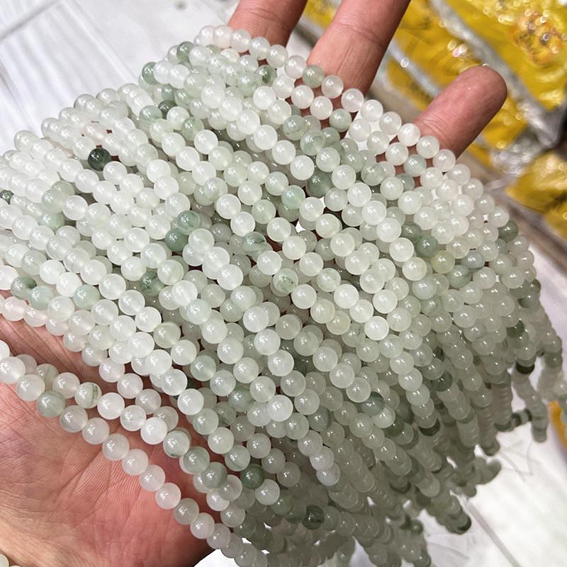 Natural Ice Green Tian Shan Jade Bead Bracelet & Necklace DIY Jewelry Accessories