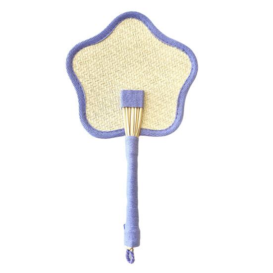 

Ручной плетеный веер ручной работы в форме цветка, веер в китайском стиле из соломы для летнего охлаждения, украшения дома фиолетовый