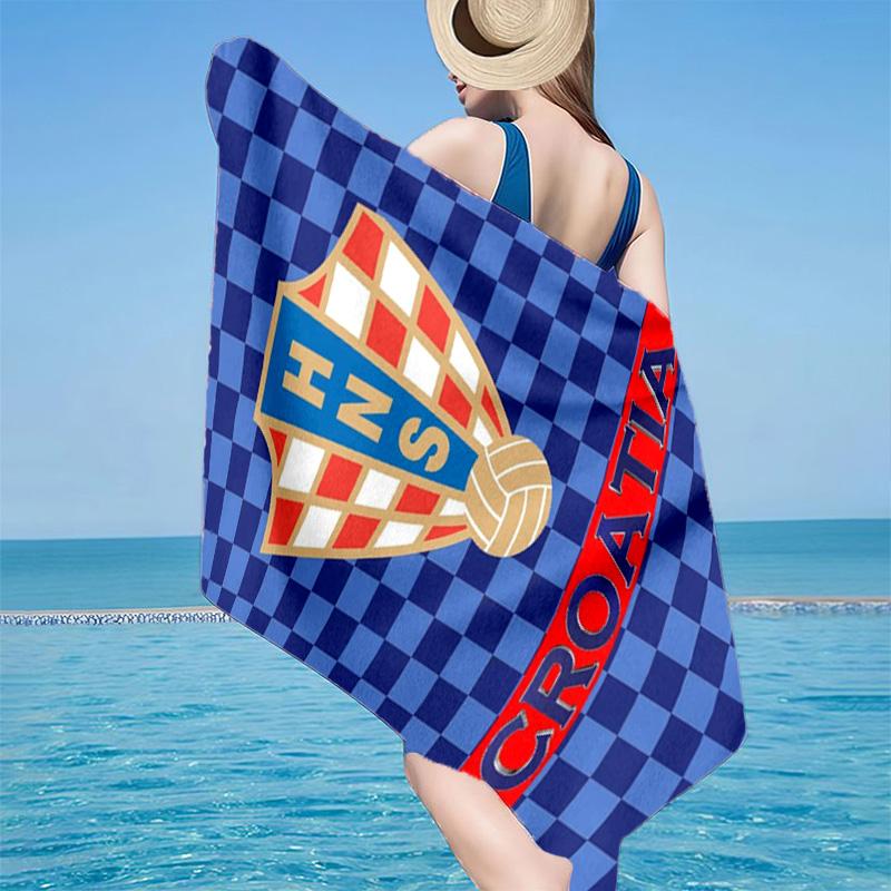 Kroatisches Fußball-Emblem Mikrofaser Strandtuch, Leicht und Schnelltrocknend, für Sommerreisen, Strand-Essential, Schwimmbad