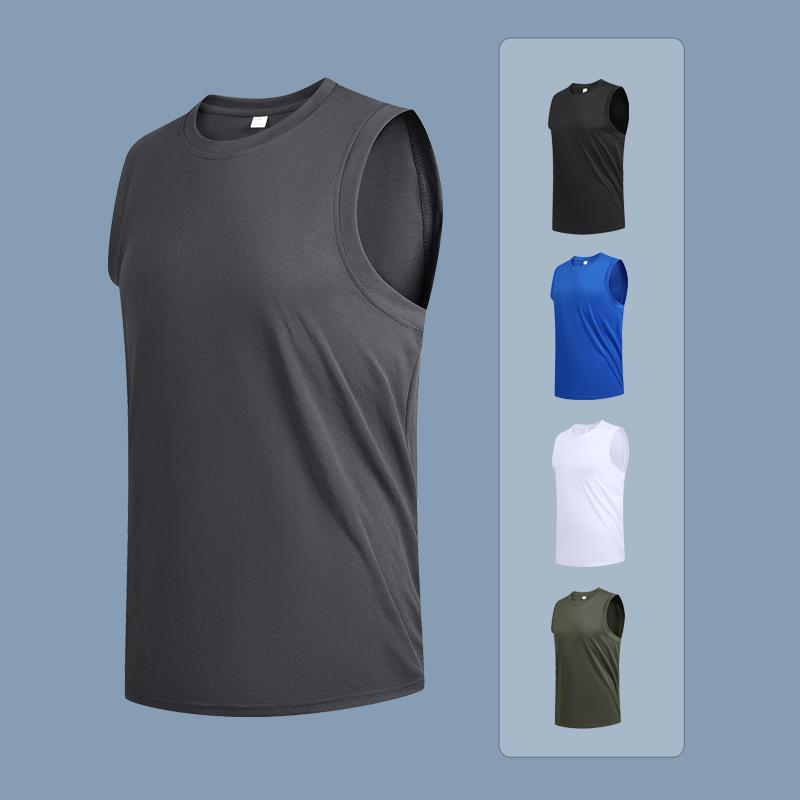 Men's Large Size Breathable Ice Silk Quick Dry Sleeveless Vest Round Neck Casual Running Fitness M-8xl Summer Sports T-Shirt