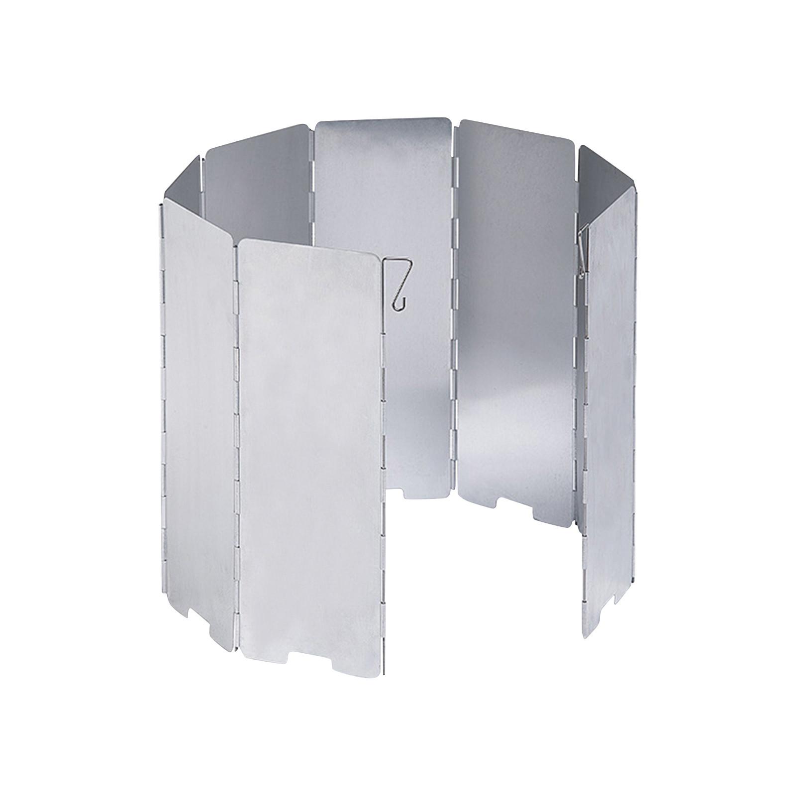 

Portable Foldable Camping Stove Windshield 10 Panels Lightweight Aluminum Windshield for Outdoor Cooking Protection One Size серебряный