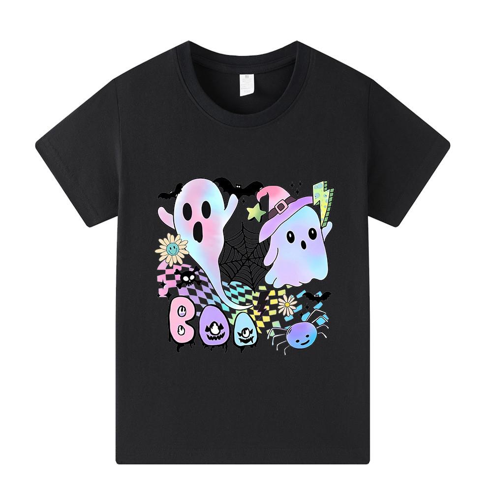 Kids Boys Girls Halloween Bat Ghost Short Sleeves T-shirt