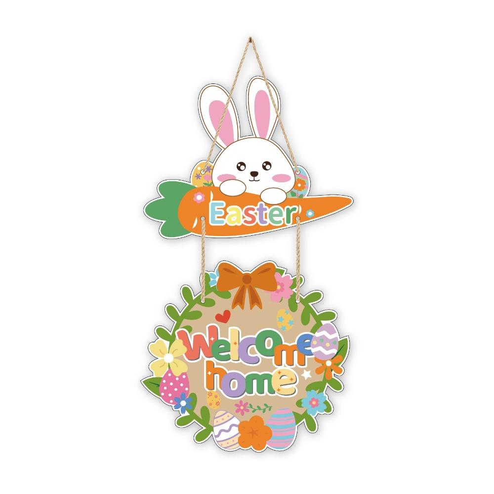 Cartoon Easter Door Hanger Colorful Easter Hanging Ornament Creative Bunny Egg Decor  Front Door