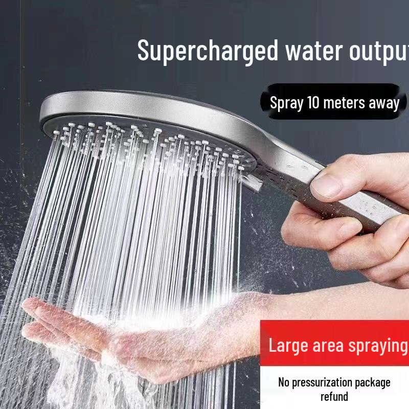 Black Lotus High-Pressure Shower Head with Five Functions and Large Panel