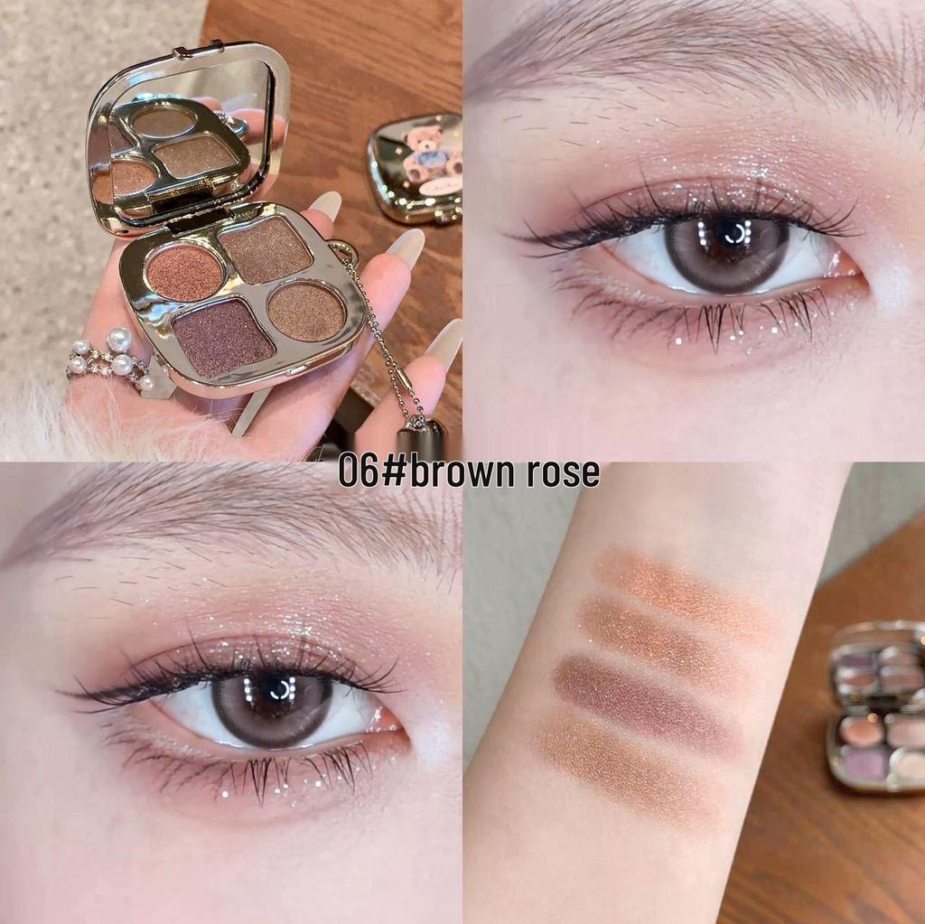 Kakashow Little Bear Earth Tones Eyeshadow Palette - Shimmer & Matte Finish, Under-eye Brightener, Student-Friendly.