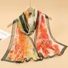 Georgette Floral Printed Shawl Chiffon Silk Scarf Lightweight Neck Scarf Summer Neck Sun Protection Silk Scarf Shawl 160*50cm