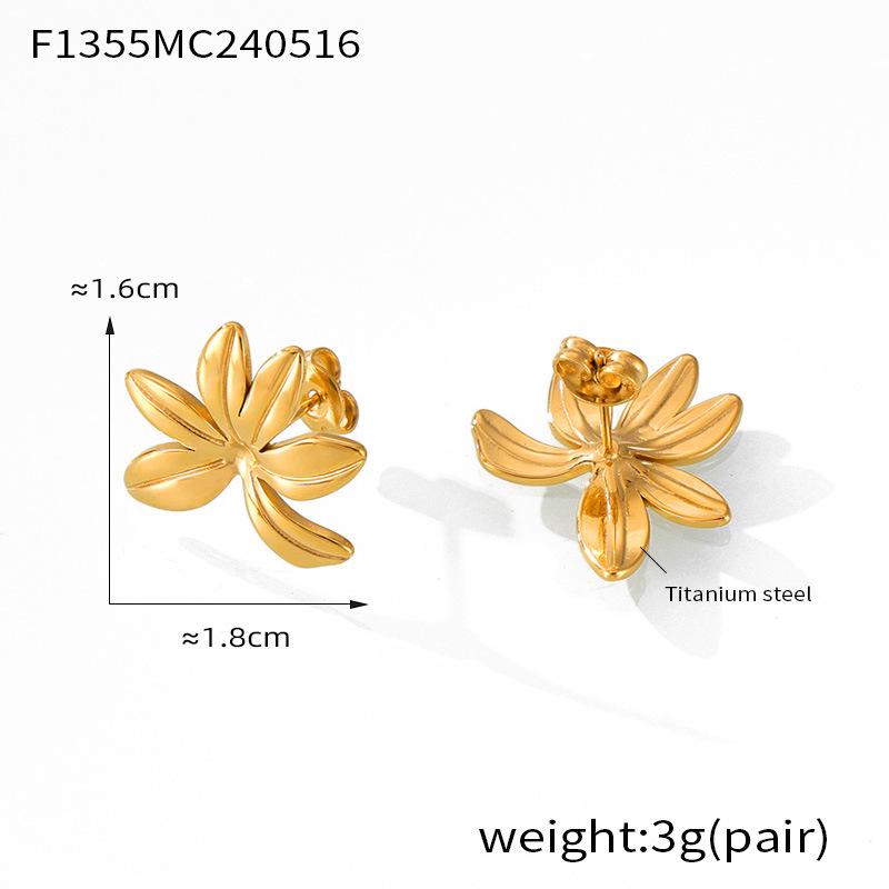Ohrstecker im Mori-Stil mit geometrischen Blumen aus vergoldetem Titanstahl