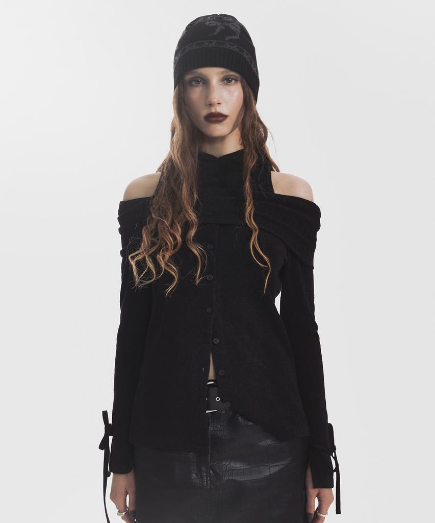 Nasnoing Ribbon Jqd Beanie (Black)