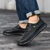 Men's Large Casual Leather Shoes - Soft Sole, Hand-Stitched, Lace-Up for Middle-Aged & Elderly.