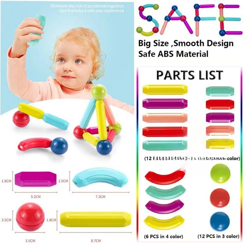 Magnetic Building Blocks Set Kids Toys Magnetic Rods and Bars Magnetic Blocks Montessori Kids Educational Toys Boys and Girls
